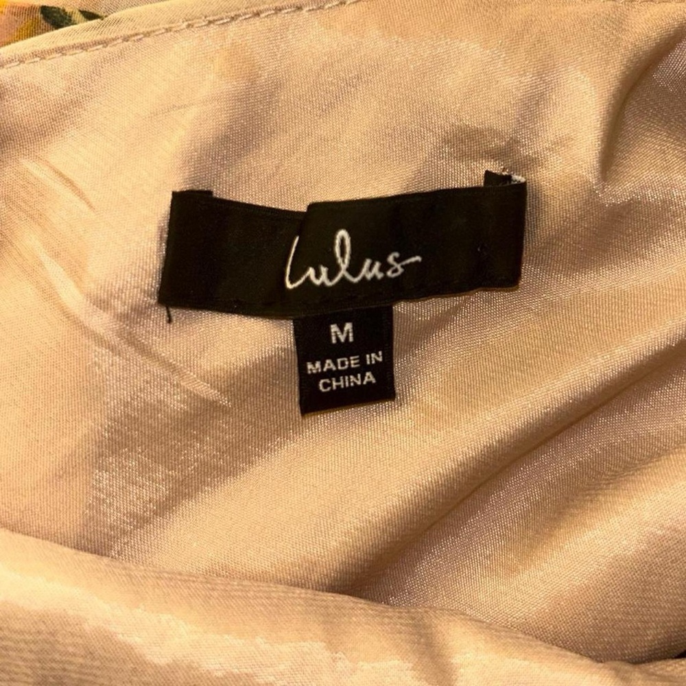 Lulu's Pink and Cream Floral Midi Dress - Picture 7 of 9